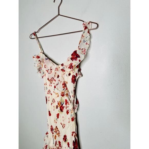 LET ME BE White Pink Floral Sleeveless Ruffle Maxi Dress NWT Size 0P Petite - Picture 5 of 12